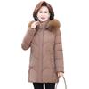Mamas Winter 2025 Plus Samt Mittellange Daunenjacke für Frauen mittleren Alters und ältere Frauen