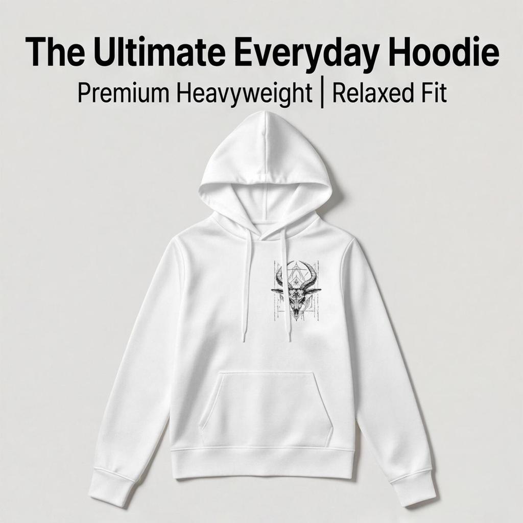 Men's Unique 2D Skull Design Hoodie - Breathable Soft Comfort Fabric, Minimalist Cut, Casual Versatile for Daily Wear, Outdoor, Halloween
