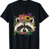 Raccoon Shirt Floral Raccoon Face Trash Panda Raccoon Lover T-Shirt