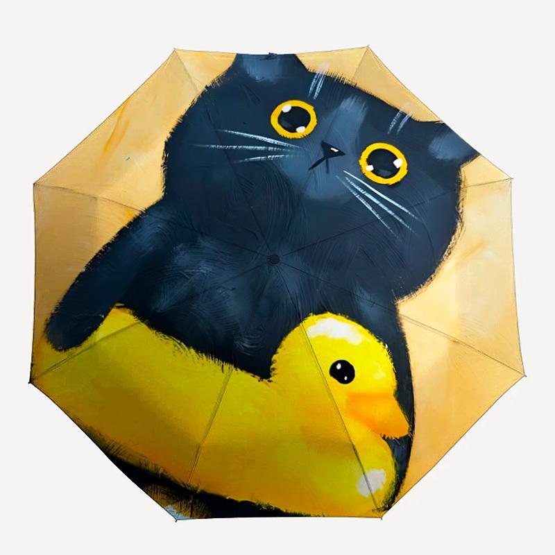 

1pc Cat Duck Automatic Open/Close Umbrella Compact Folding Umbrella, All-Season Portable Umbrella for Women/Men, Perfect Gift for Birthdays022