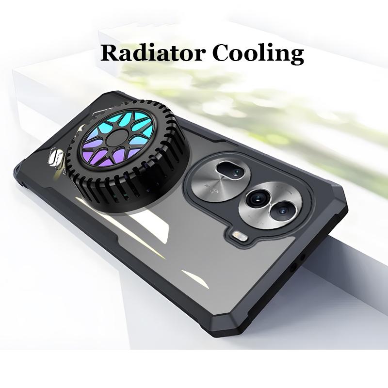 Full Cover Graphene Heat Dissipation PC Case For OPPO Reno 11 8 9 10 Pro Plus Breathable Cooling Car Mounted Magnetic Transparent Anti-Drop Back Shell