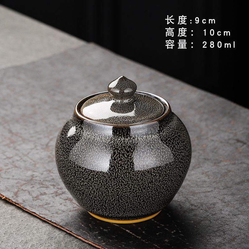 Household Ceramic Storage Tank Small Portable Tea Tank Tieguanyin Pu'er Tea Tank Sealing Moisture-proof Kitchen Storage Tool
