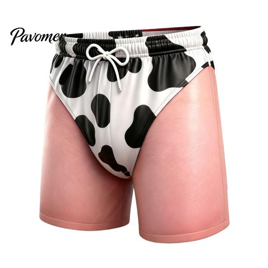 Breathable Lightweight Summer Shorts Men Hairy Butt Shorts, Funny Booty Print Beach Realistic 3D Bathing Suits Briefs Patriotic Swim Trunks