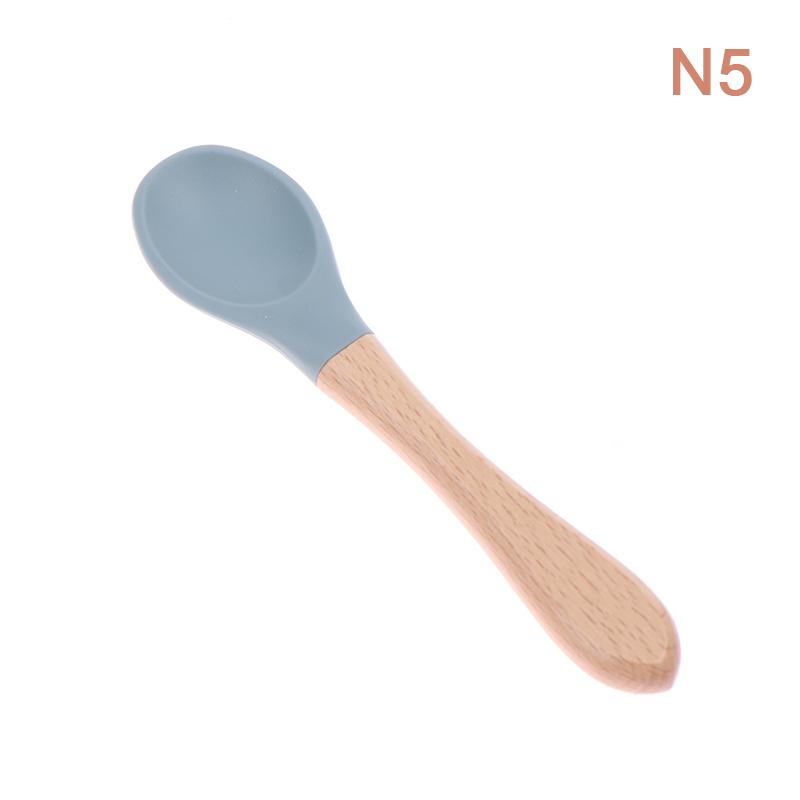

Дитяча дерев яна ложка Силіконова дерев яна дитяча ложка для годування М який кінчик Ложка Без BPA Харчовий матеріал Ручка Для малюків Подарунки N5