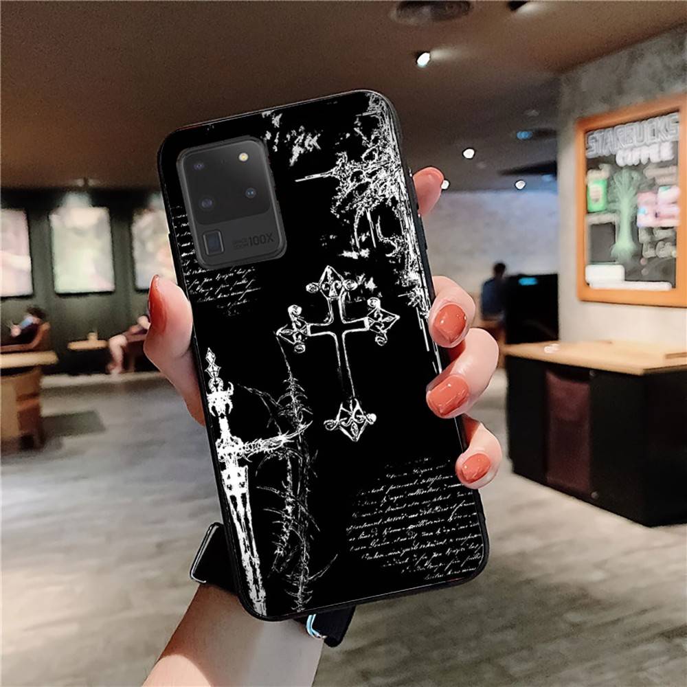 Gothic Cyber Sigil Cross Phone Case For Samsung S 24 Fe 25 Ultra Plus 20 Lite 21 30 22 23 24 22 Ultra 5G Fundas