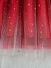 Girls Long Sleeve Red Velvet Star Moon Tulle Dress Kids Spring Autumn Princess Dress