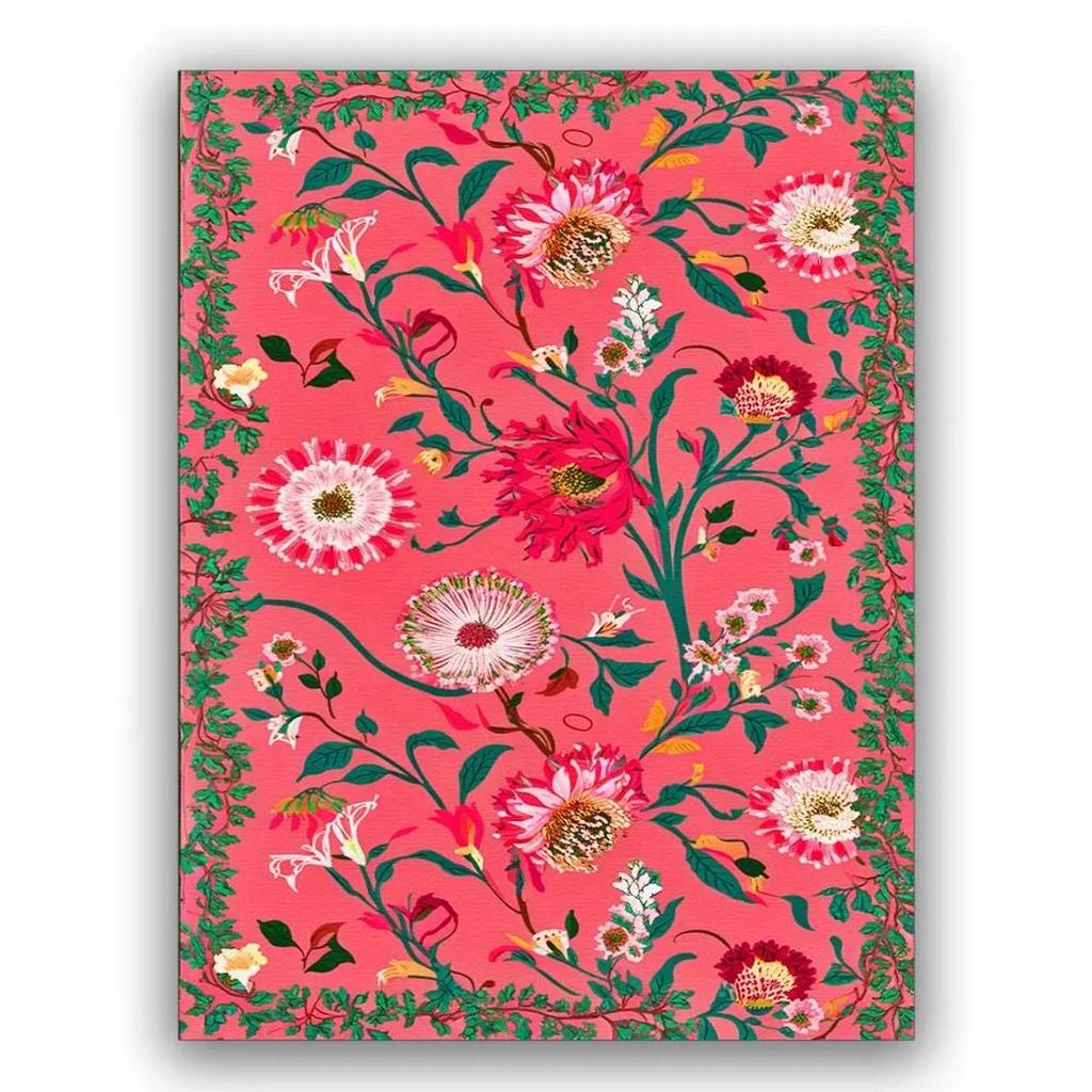 Floral Botanical Rug, Cottagecore Garden Aesthetic Rug, Blooming Flower Print Carpet, Shabby Chic Delicate  Floral Floor Mat