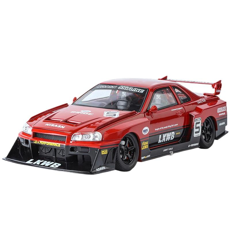 

1/24 Nissan Skyline GTR R34 Silvia S15 литой модифицированный транспорт литой металлический масштаб модель автомобиля звуковая и световая детская игрушечная машинка подарок красный