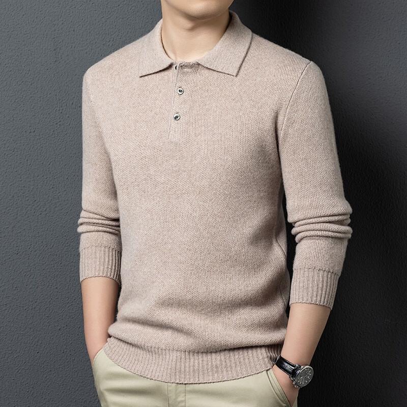 FENGXUN Men's Business Casual Wool Blend Polo Sweater