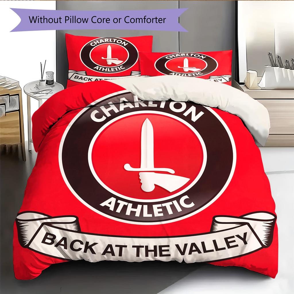 Charlton Athletic FC Set Copripiumino con Fantasia Decorazione per la Casa Regalo (1 * copripiumino + 2 * federe senza imbottitura)