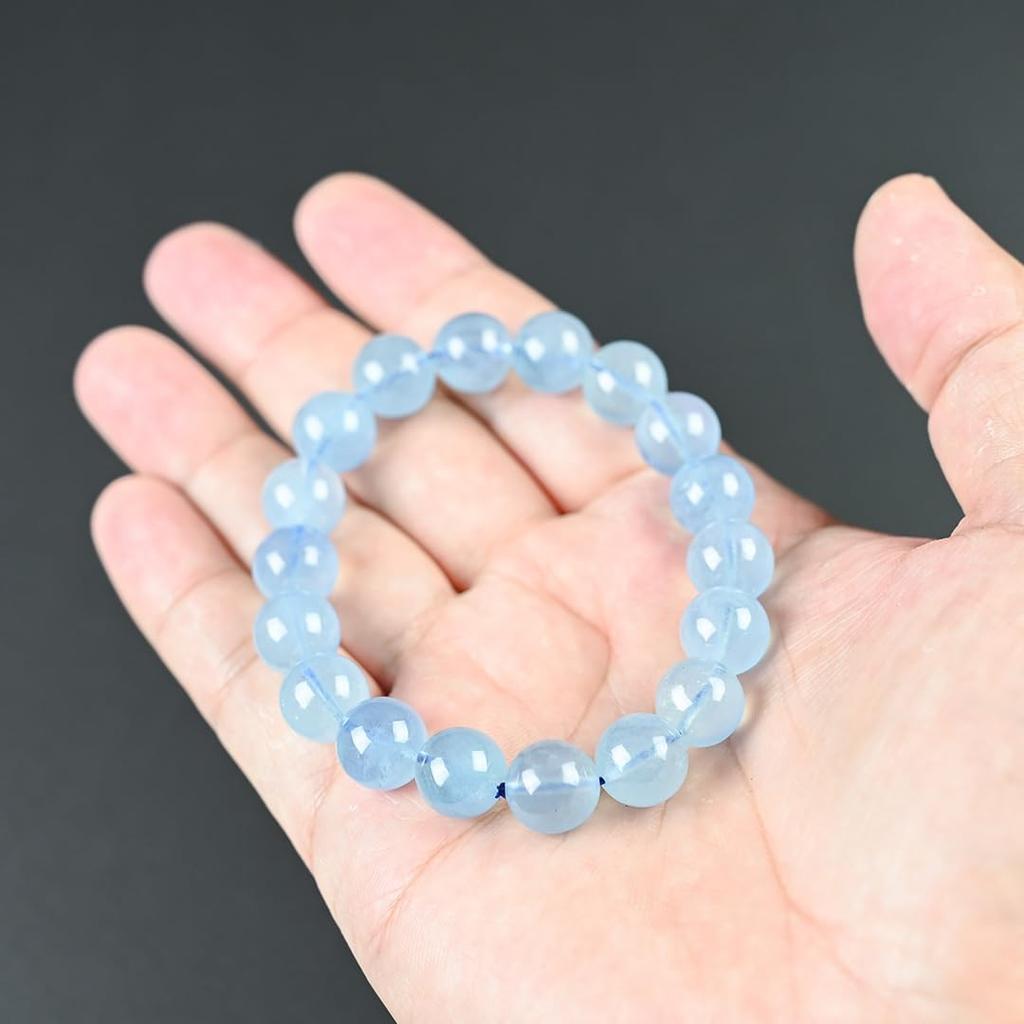 Eigado Aquamarin 17cm Inner Natürliche Kraft März Geburtsstein Armband, 11.7mm Perlen, Durchmesser, Stein, Stein,