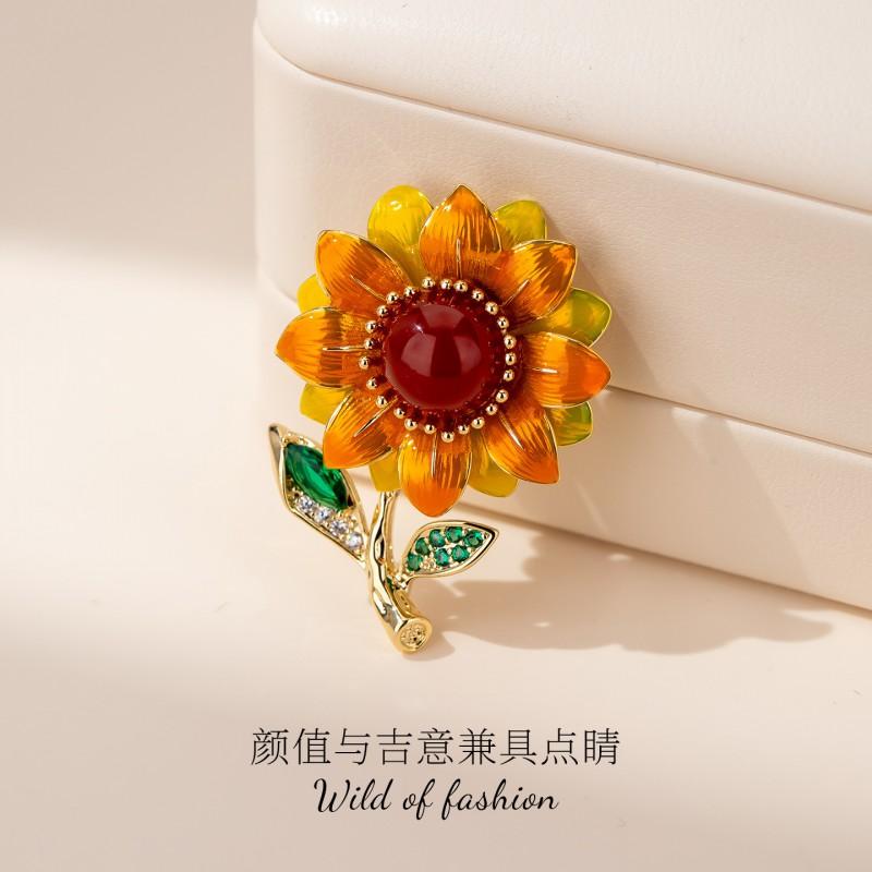 Sunflower Brooch Pin Gold Decorative Accessory Clothes Scarves Bags Small Unique Design