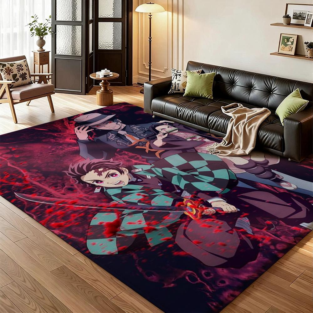 Demon Slayer Character Collection Indoor Rug Thick Nonslip Carpet For Study Reading Area Home Decor Halloween Gift