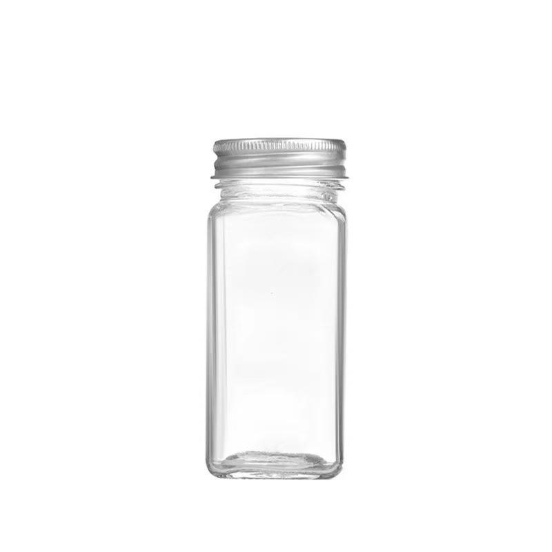 Glass Square Seasoning Bottle - Sealed Jar for Barbecue, Pepper, and Salt Dispenser.