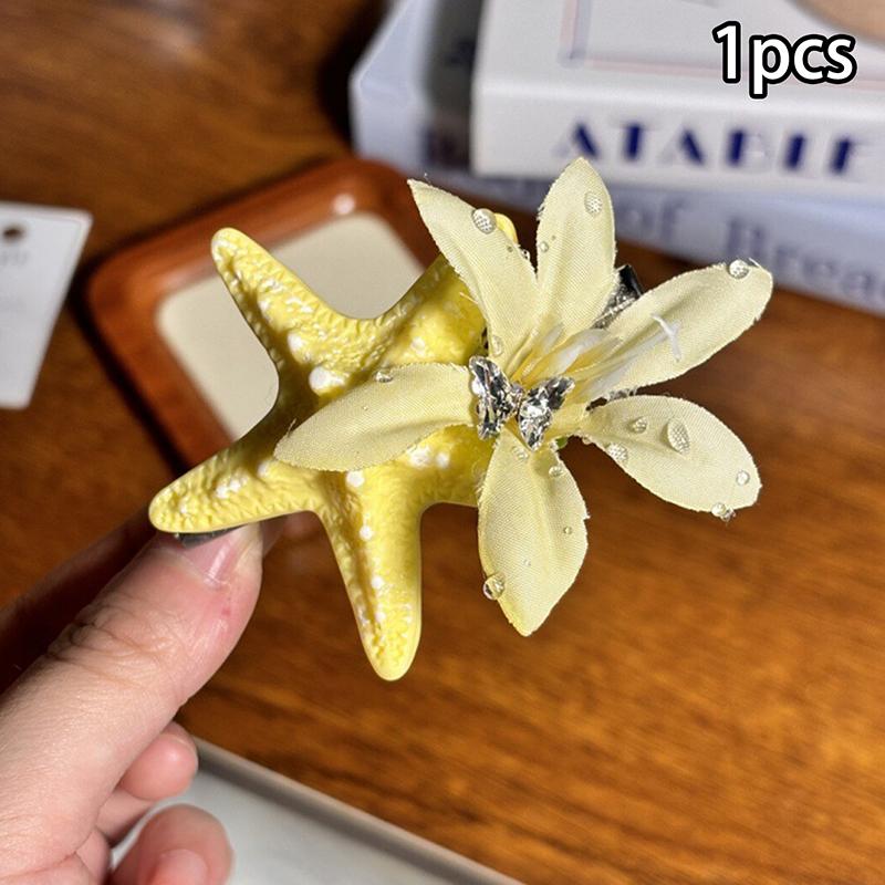 Y2K Blue Starfish Hairpin Summer Beach Vacation Hair Clip  Sweet Bangs Clip Girls Women Hair Accessories