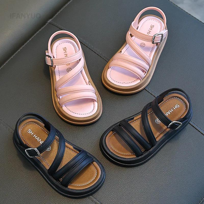 Girls Sandals Open Toe Elegant Versatile Student Shoes Cute Princess Style New Version