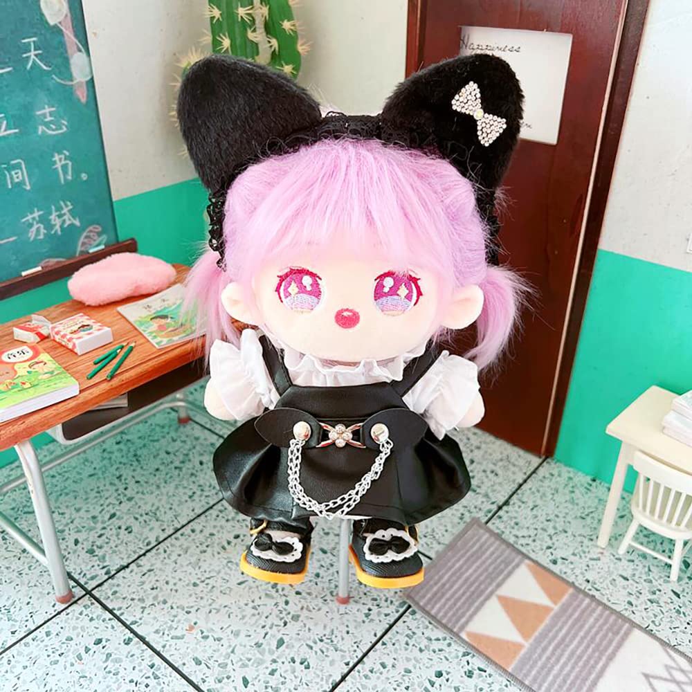 niannyyhouse 20cm Doll Cotton Doll Black Cat White Leather Doll Baby for Plush Toys Clothes, Clothes, Headband, Shirt, Skirt, Clothes, Dress-Up, (A)