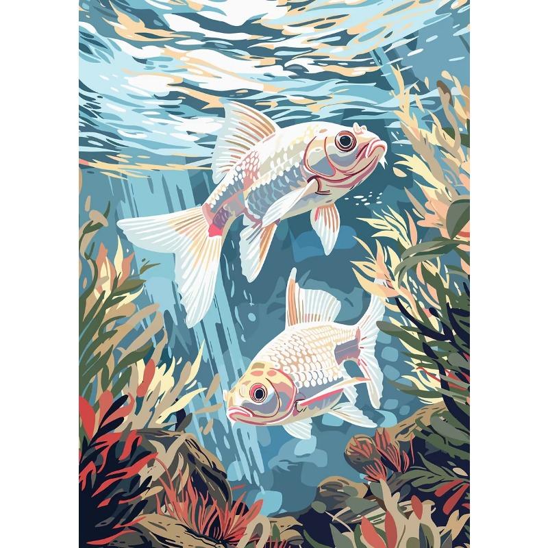 

Акварели Пресноводные рыбы Тропические рыбы в пышных водах Рыбы кои Подводный постер Холст Живопись Настенная картина Домашний декор Комнатный декор 21cm×30cm NoFrame