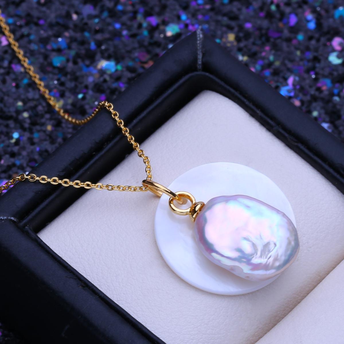 

LSOOYH натуральный пресноводный 12-16 мм большой барочный жемчуг ожерелья классический серебряный цвет кулон подарки на день рождения для женщин золотой