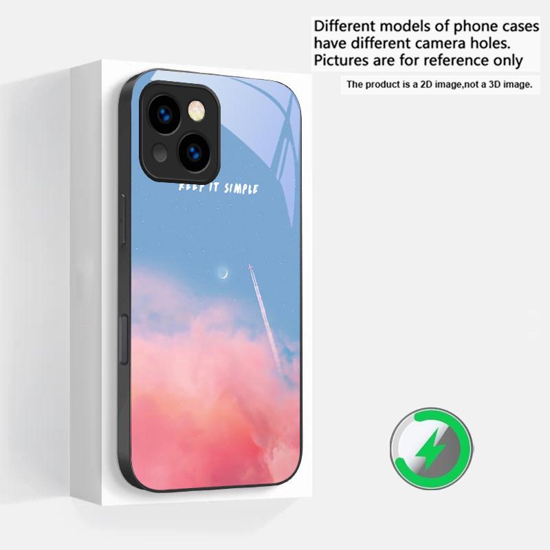Dark Colored Seawater Suitable For iPhone 16E 17 Pro Max 15 Pro 14 13 Plus 12 Mini 11 16 Air 17Pro Magnetism Glass Phone Case