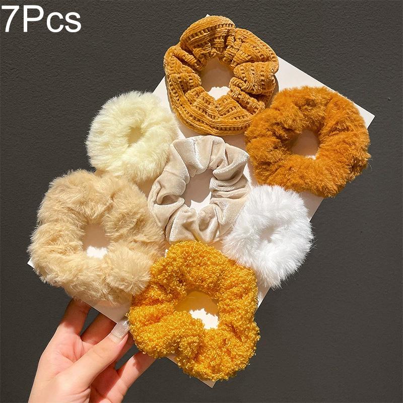 

7Pcs/Set Ponytail Holder Solid Color Women Hair Accessories Velvet for Girls Hair Band Hair Scrunchies 7pcs