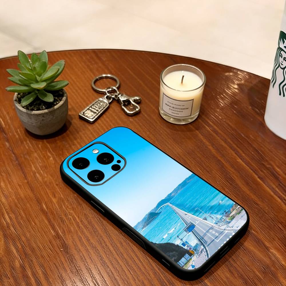 Japanese Landscape Artwork Phone Case Soft Silicone black For IPhone 17 16 15 14 13 12 11 X XR Plus Pro Max Plus