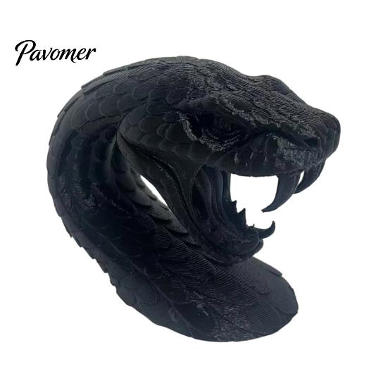 Snake Sculpture for Shelves 3D Printed Head Ornament, Desk with Sharp Teeth, Wild Style Ornament Realistic Animal Figurine Halloween Home Living Room