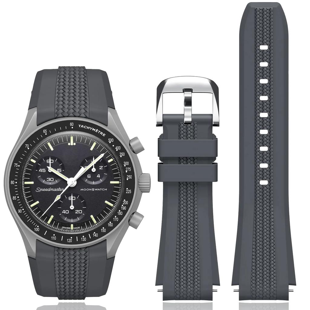 20mm Silicone Strap for Omega x Swatch Speedmaster Moonswatch No Gap Replacement Curved End Band for Omega X Swatch WatchBand\[[