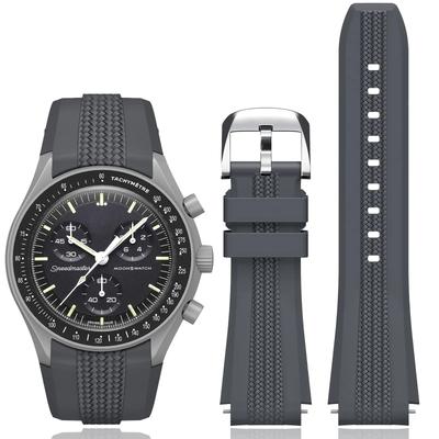 20mm Silicone Strap for Omega X Swatch Speedmaster Moonswatch No Gap Replacement Curved End Band for Omega X Swatch WatchBand\[[