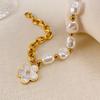2025 New Pearl Flower Bracelet For Women Personalized Color Blocking Design Chain Bracelet Light Luxury Jewelry Hand Chain 1pc