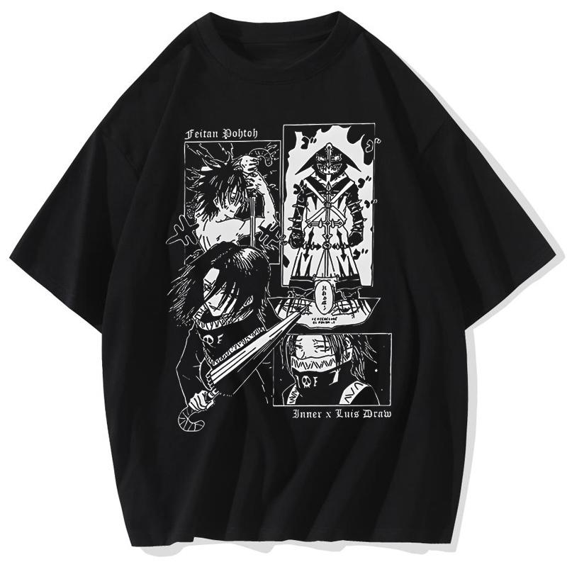 

Feitan Mens T Shirt Anime Casual Tee Shirt Short Sleeve Round Collar TShirt Cotton Summer Streetwear Anime Clothing S