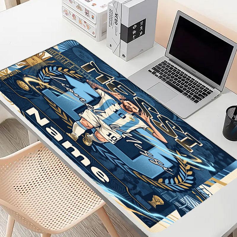 Custom Name Personalized Leo Messi Pattern Mousepad, Laptop PC Desk Mat, Decorative Desk Mat for Home Keyboard Pad Gift