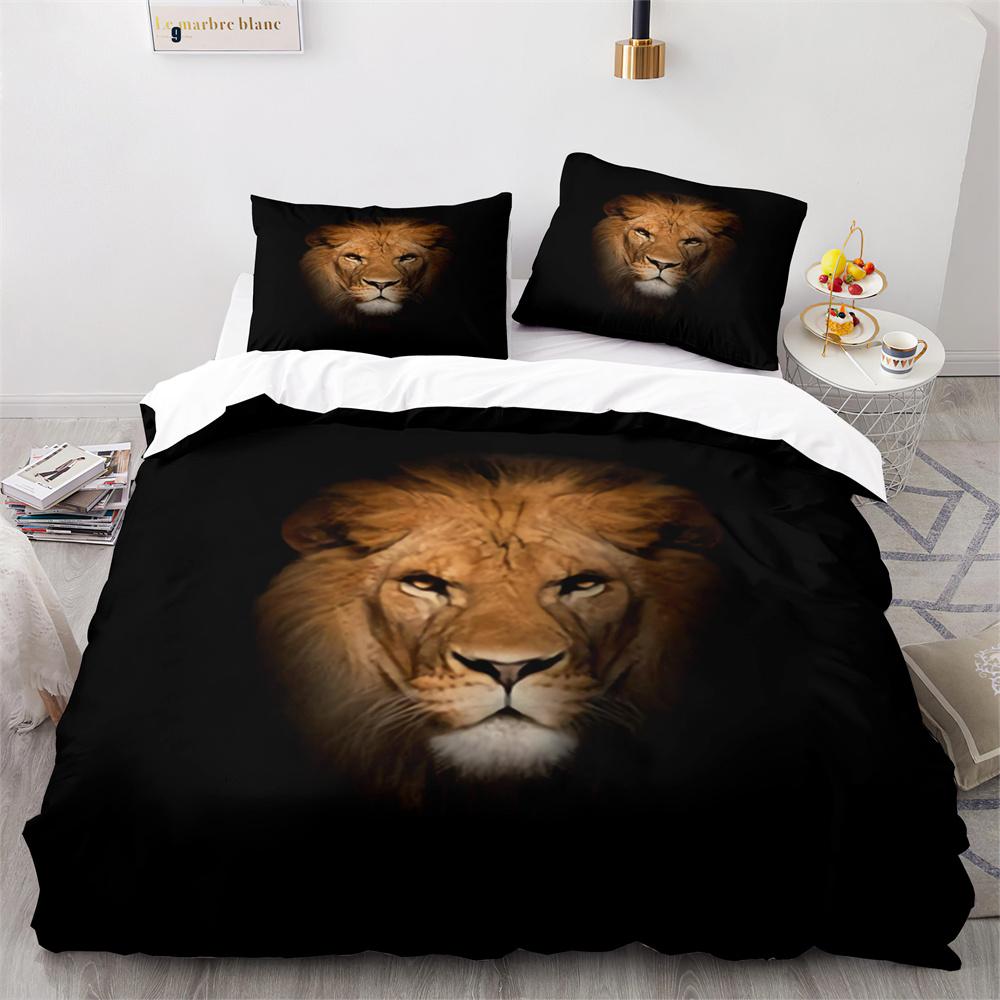 Lion Duvet Cover Set 3D Print Wild Animals Colourful King Queen Size For Kids Teens Adults Bedding Set Polyester Comforter Cover