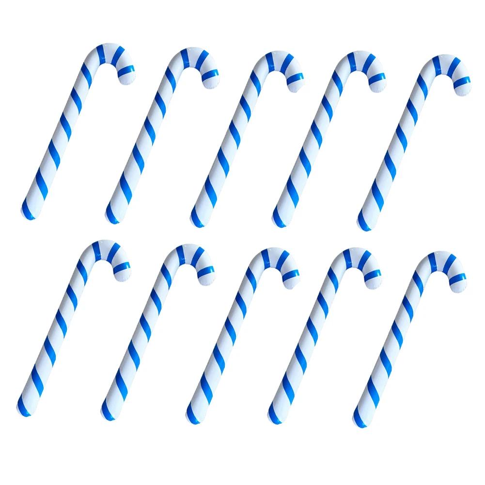 10pack inflatable Christmas canes made from sturdy PVC bright colors for holiday decoration at home parties or retail store