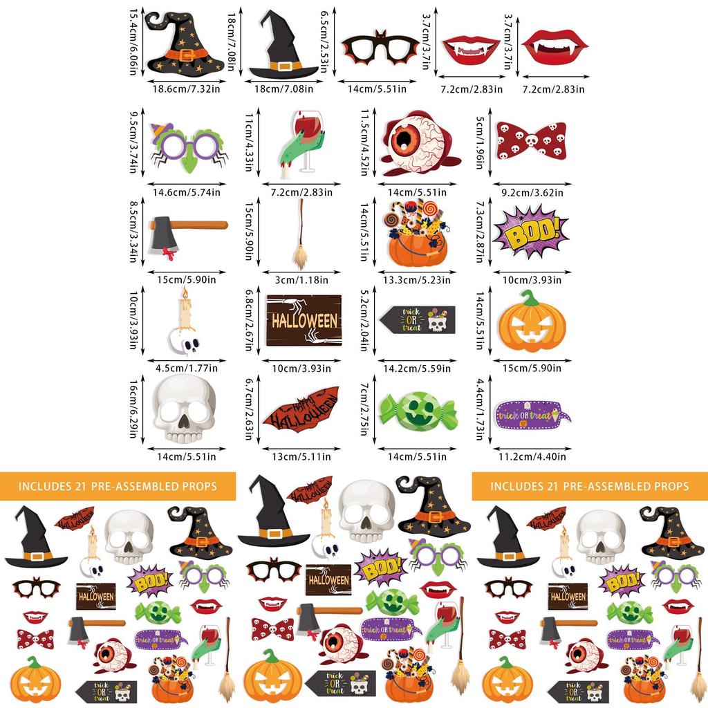 Halloween Party Photo Booth Props With Paper Decor For Trick Or Treat Events