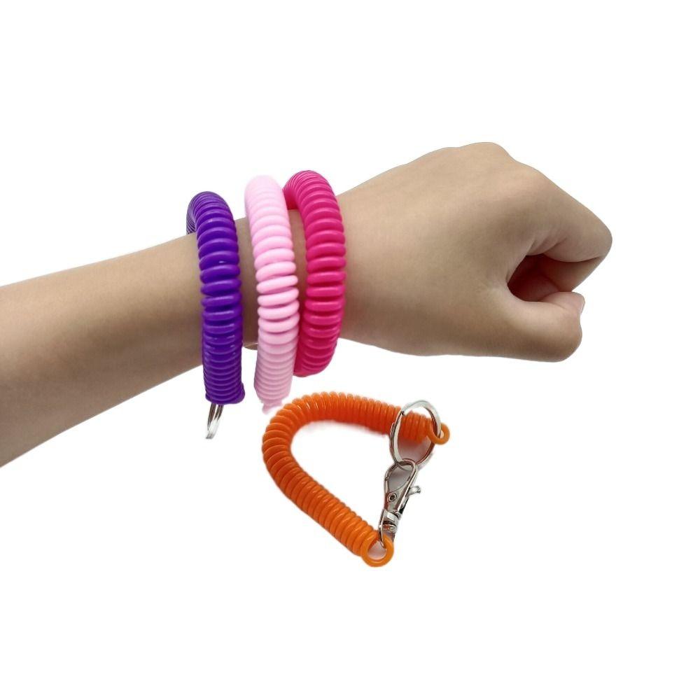 Lanyard Key Ring Key Chain Holder Stretch Spring Coil Anti-lost Lobster Clasp Keyring Key Hooks