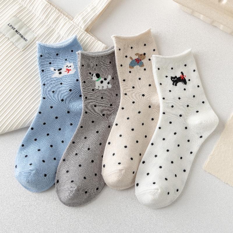 Funny Socks Animals Cartoon Dog Print Japanese Kawaii Cute Socks Women Korean Style Casual Harajuku Streetwear Middle Tube Socks