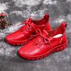 Handmade Genuine Leather Women Shoes Casual Sneakers Retro Flats Ladies Lacing Loafers Breathable Vulcanized Shoe Red 42
