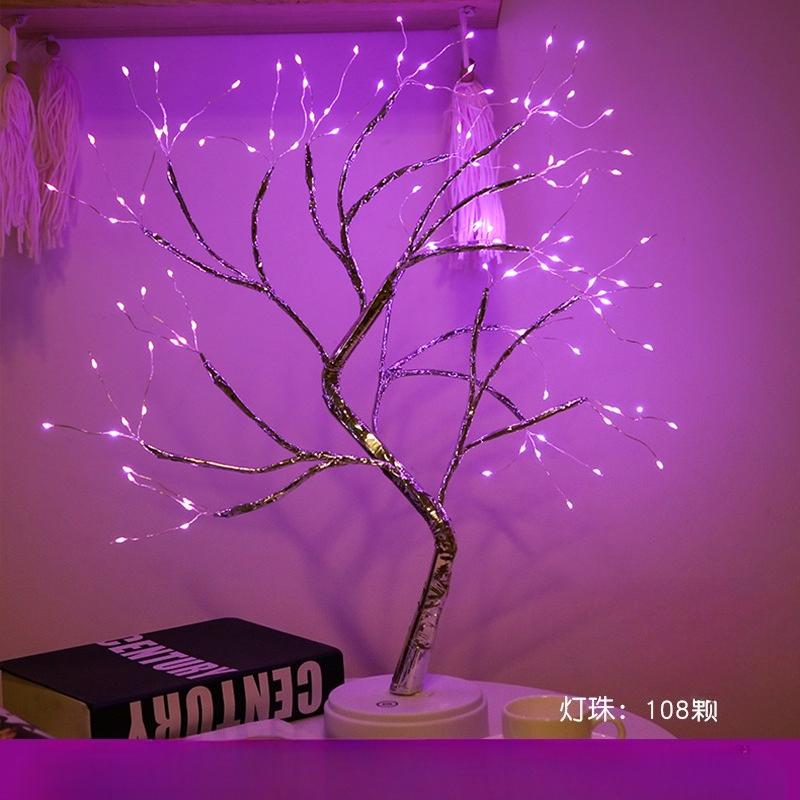 1Pc LED Night Light Mini Christmas Tree Copper Wire Garland Lamp for Kids Home Bedroom Decoration Decor Fairy Light Holiday Lighting