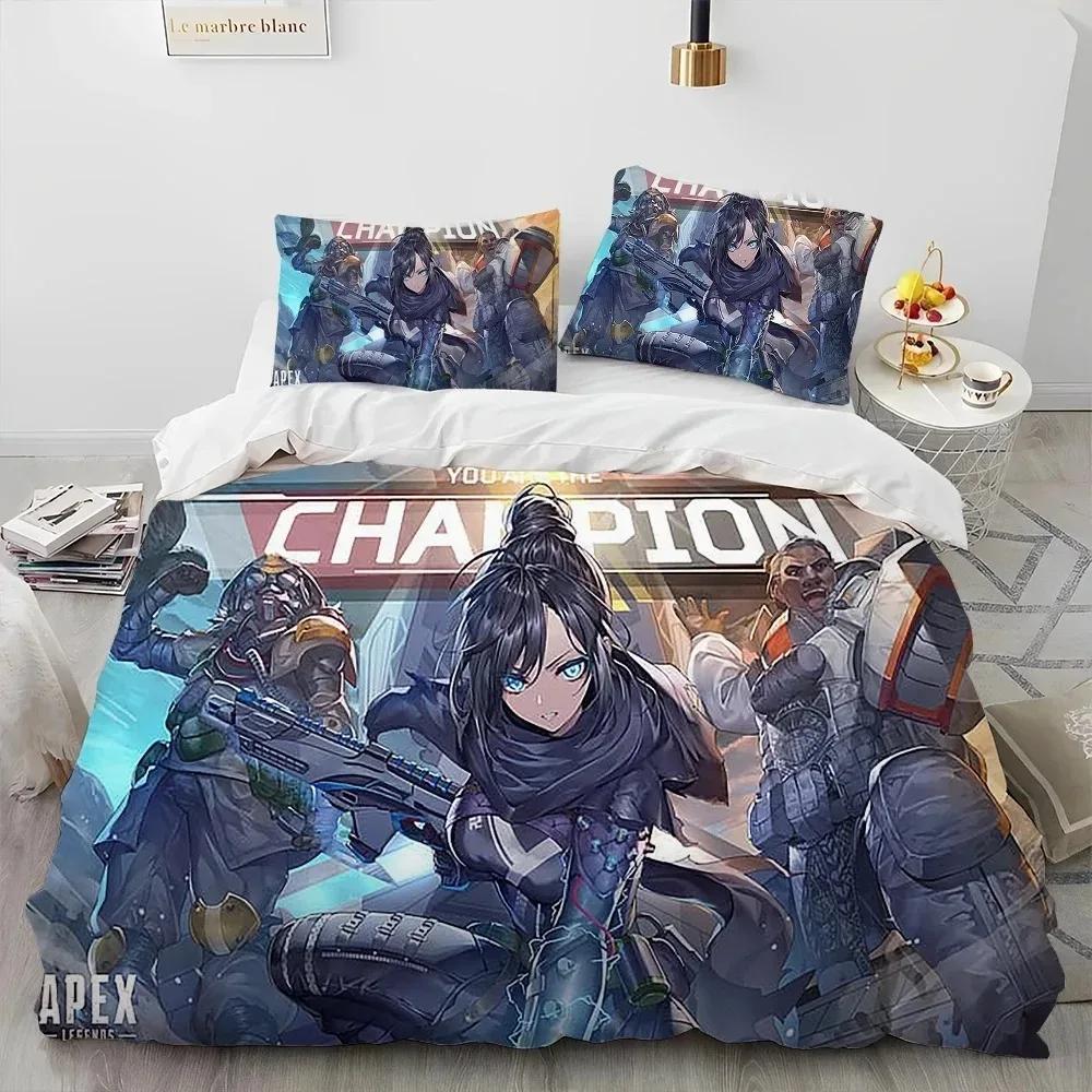A-Apex Legends Game Gamer Cartoon Dekbed Beddengoed Set Dekbedovertrek Bed Set Dekbedovertrek Kussensloopking Queen Size Beddengoed Set