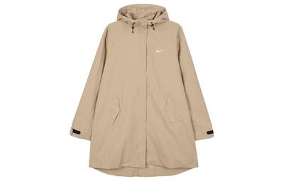 Parka à capuche tissée avec logo pour femme Marron DM6246-200