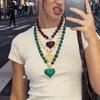 Bunter Resin Unregelmäßiger Perlen-Choker Elegante Kette Statement-Halskette Feiertag