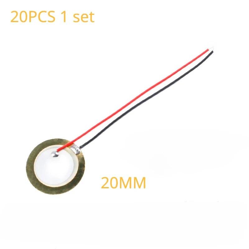 

20 шт. пьезоэлектрические керамические вафельные пластины, провод - диаметр 12/15/18/20/27/30/35/50 мм, медный зуммер, громкоговоритель для аудиосистем 20mm
