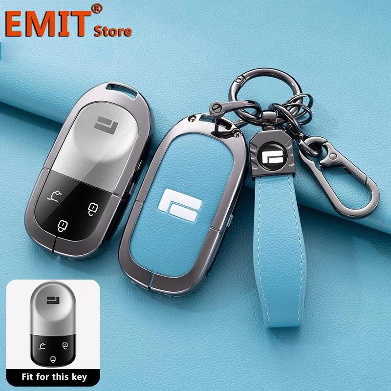 Fit For Baic Jishi Polestone 01 Polestones Zinc Alloy Genuine Leather Auto Key Fob Remote Smart Case Cover Housing Key Ring Ring Mount Auto