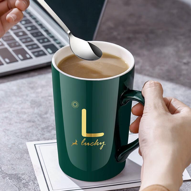 UOSO Ceramic Coffee Mug with Lid and Spoon