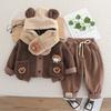 Girl Baby Clothing Set Boys Winter Plush Set Baby Children Thick Coat Pants Two Piece Set