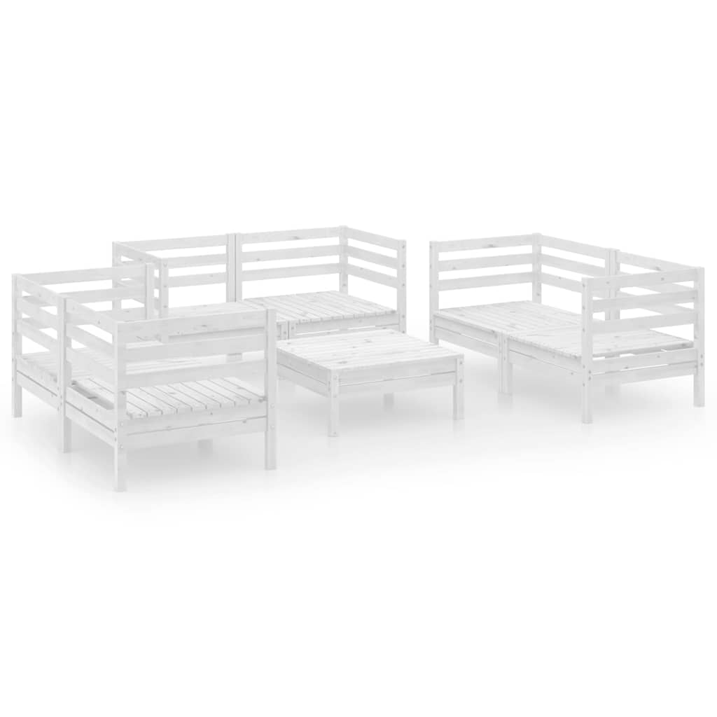 vidaXL 7 Pcs. Garden Lounge Set White Solid Wood Pine