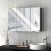 Bathroom Wall Cabinet, 3 Mirrored Doors, Adjustable Shelves, MDF, 90 x 15 x 60 cm, Grey