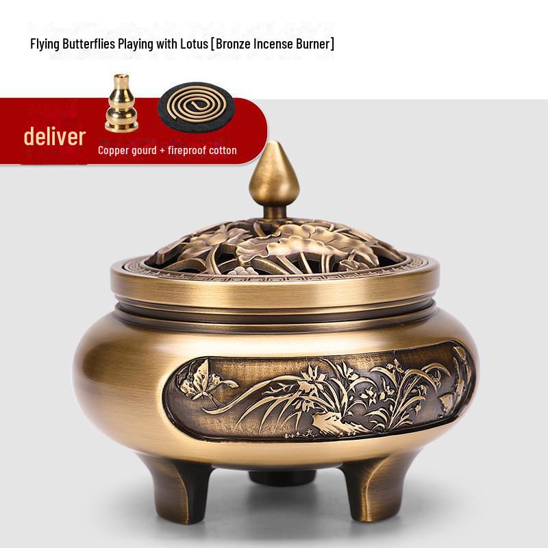Jinlian Räuchergefäß aus Messing mit flachem Boden für den Heim- und Innenbereich