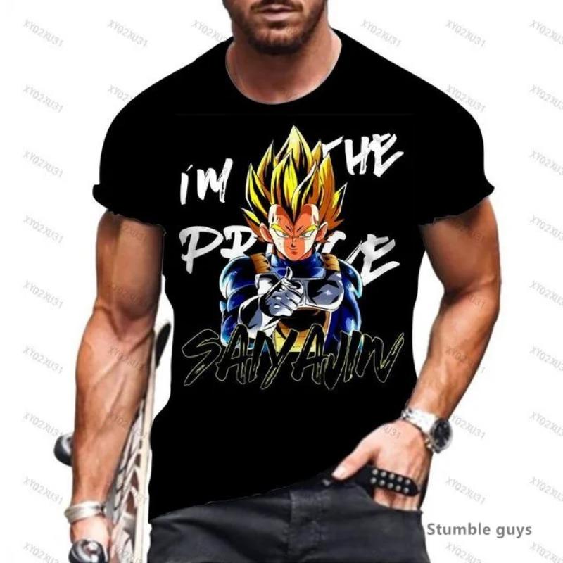 2026 Summer Men's Short Sleeve Fitness Tee Dragon Ball Goku Kakarot Vegeta Tshirt Super Saiyan